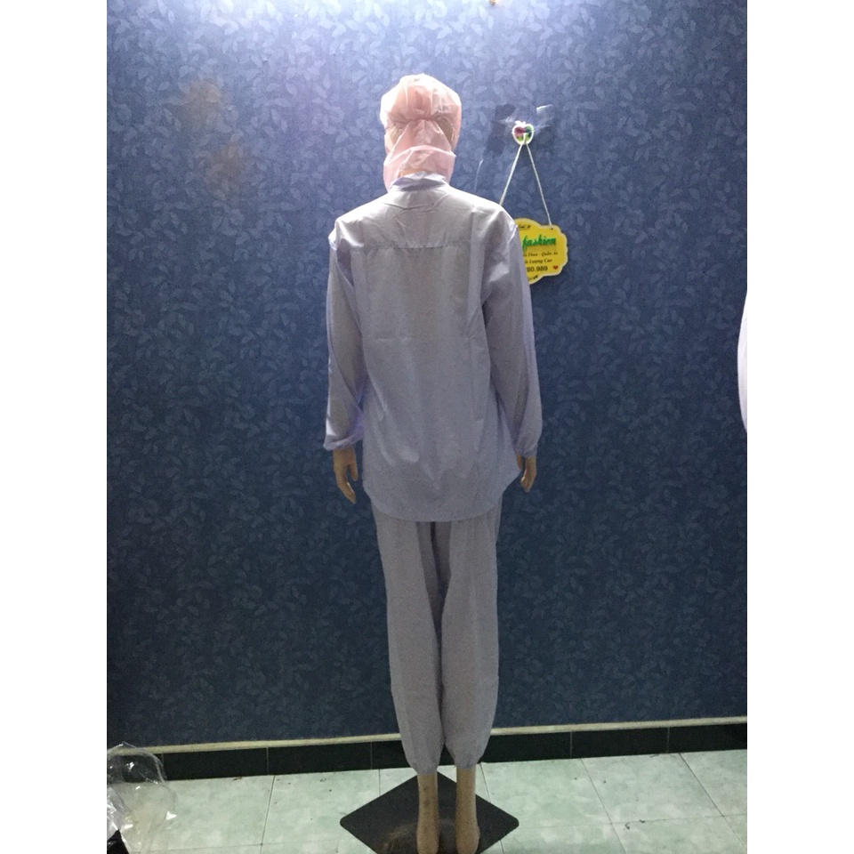 Nón Trùm Thực Phẩm Silk Cao Cấp Có Khẩu Trang Màu Hồng Nhạt_ Hình Chụp Thật