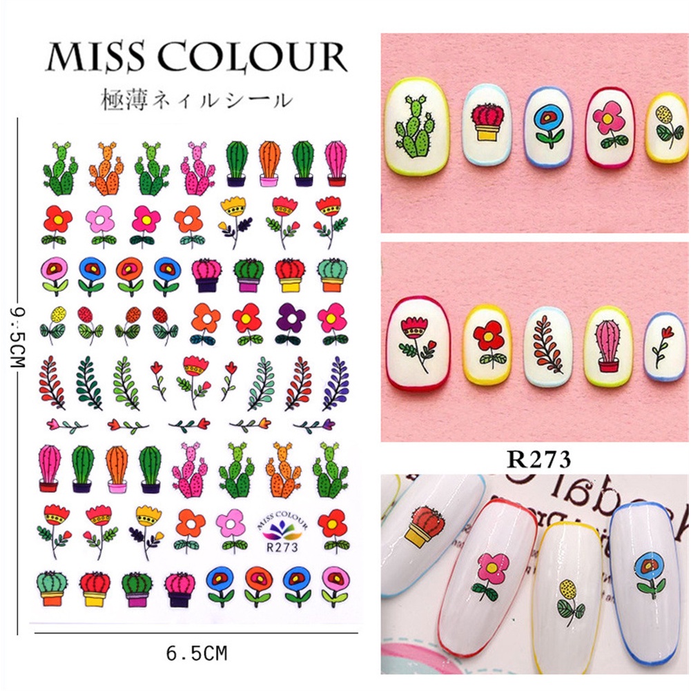 Miếng Dán Trang Trí Móng Tay Họa Tiết Da Báo / Xương Rồng Độc Đáo