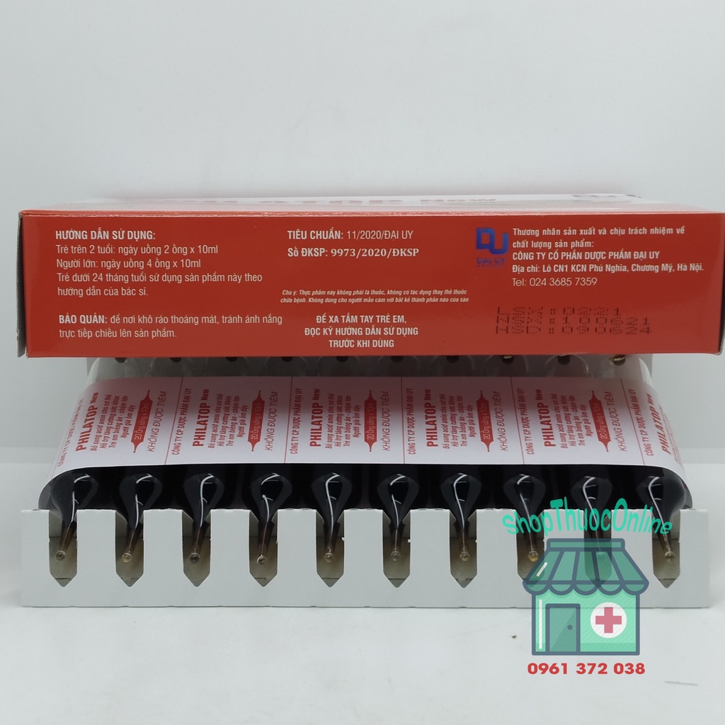 PHILATOP New tăng sức đề kháng, trẻ còi xương, người già mới ốm dậy hộp 20 ống thủy tinh