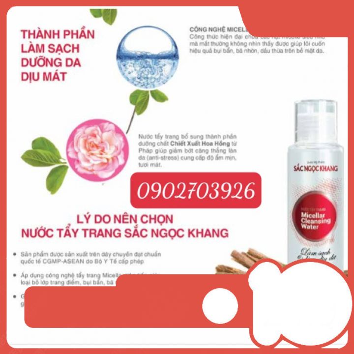 Nước tẩy trang Sắc Ngọc Khang 145ml -tẩy sạch bụi bẩn và lớp trang điểm