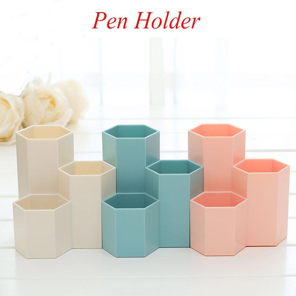 PISTA Hộp Đựng Bút Hình Lục Giác Thời Trang Để Bàn Cho Học Sinh