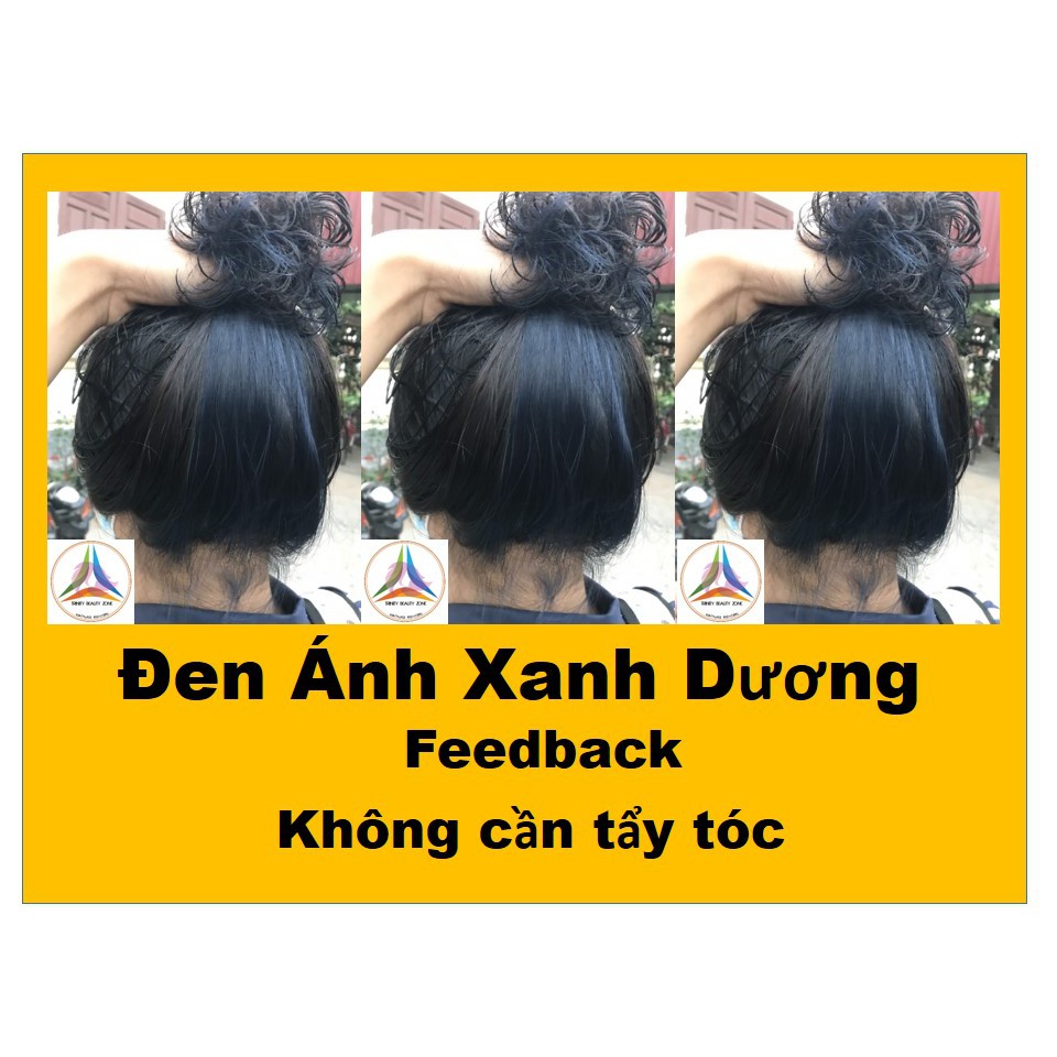 Thuốc nhuộm tóc Màu ĐEN ÁNH XANH DƯƠNG tặng kèm oxy+lược+gang tay