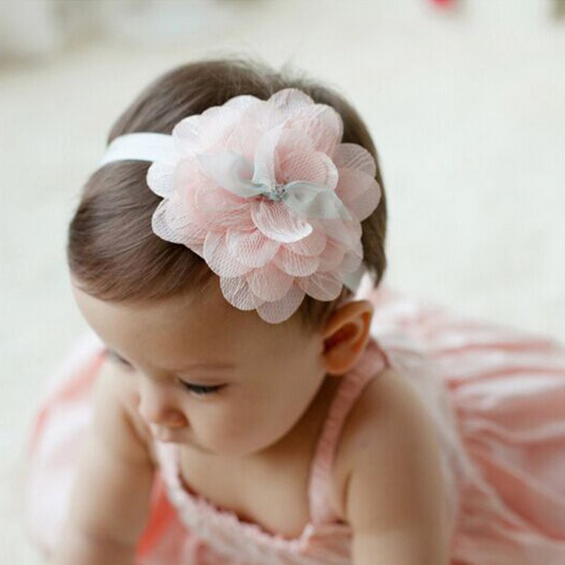 Băng đô đính hoa phối ren xinh xắn cho bé gái