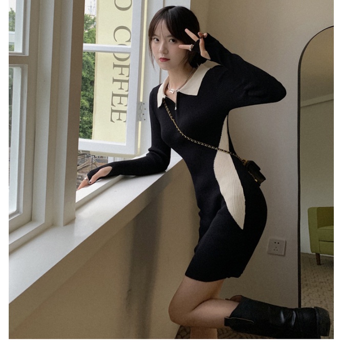 Váy đầm POLO body dài tay,Đầm Váy  Body  Nữ Ngắn HOT TREND Yohamy_officialstore