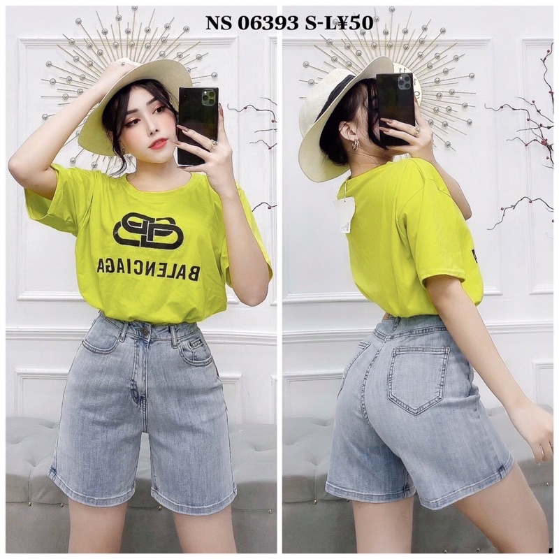 Quần đùi jeans ống suông trơn co dãn PLT🍓
