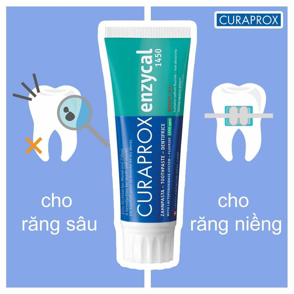Kem đánh răng Curaprox Enzycal 1450 ngừa sâu răng 75ml