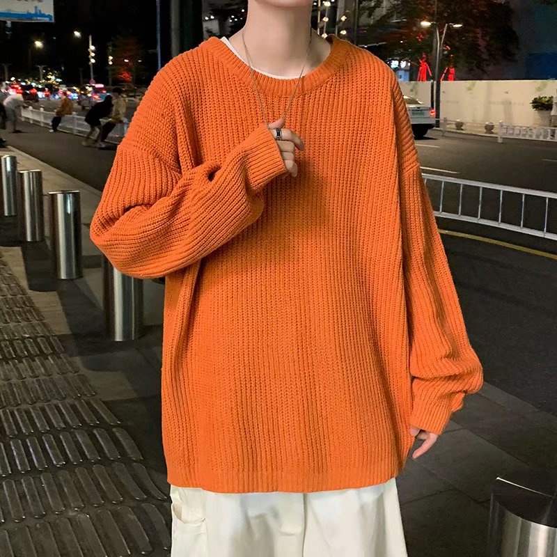 【8 màu】Áo len nam tay dài cổ tròn màu trơn phong cách thời trang Hàn Quốc cho simple bigsize áo sweater form rộng unisex fashion sweater