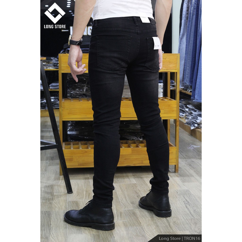 Quần jean nam đen bạc cao cấp ống đứng dáng ôm skinny chất bò co giãn đẹp chuẩn Hàn Quốc có big size Tron16 | BigBuy360 - bigbuy360.vn