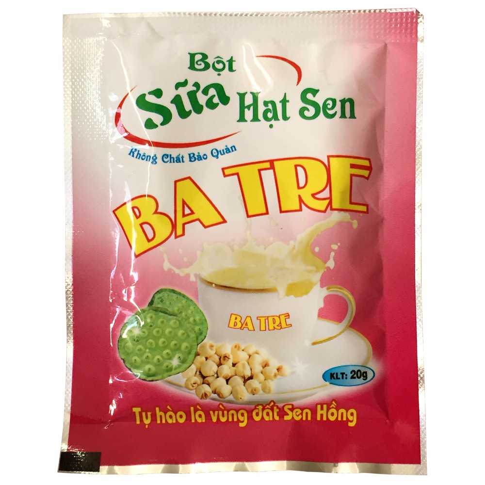 Bột sữa sen Ba Tre gói 20g - Đặc sản Đồng Tháp - Bột Sữa Hạt Sen hoà tan - Giàu dinh dưỡng, giúp xương chắc khỏe