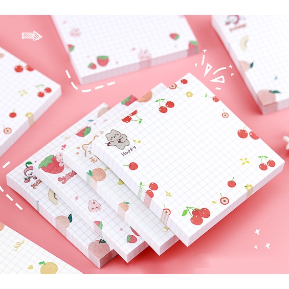 Sổ note hoa quả anh đào N9 giấy ghi chú cherry bơ vuông tròn dễ thương