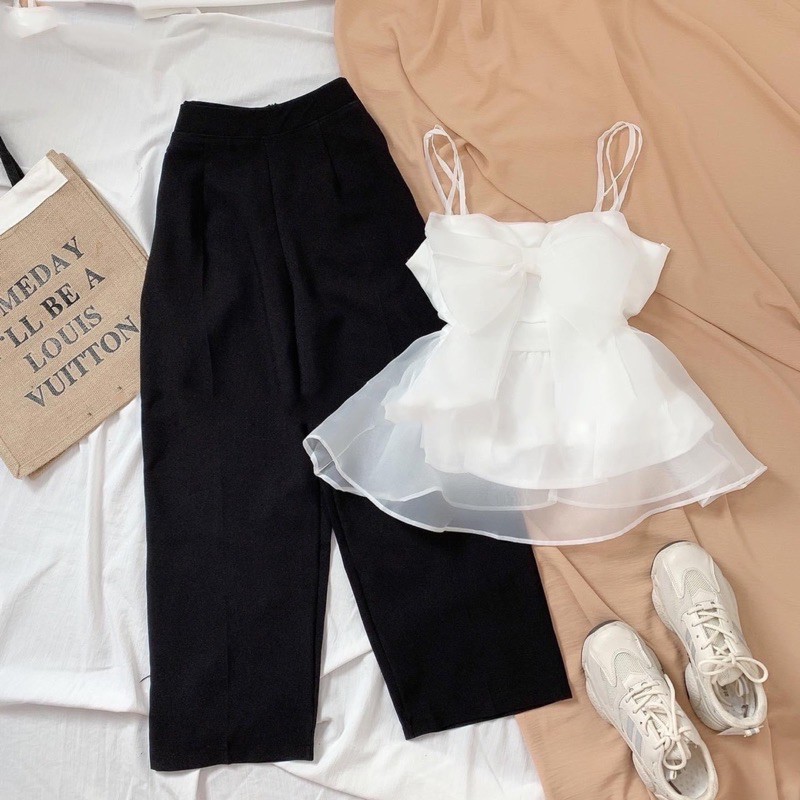 SET PEPLUM 2 DÂY NƠ NGỰC KÈM QUẦN SUÔNG ĐEN