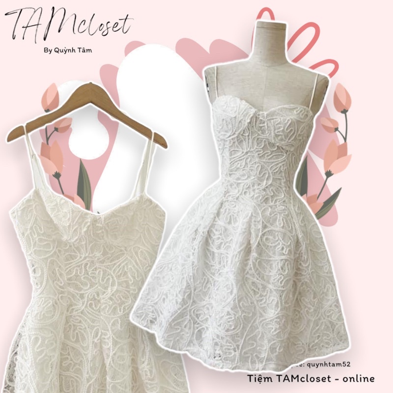 Đầm xoè 2 dây ren dự tiệc