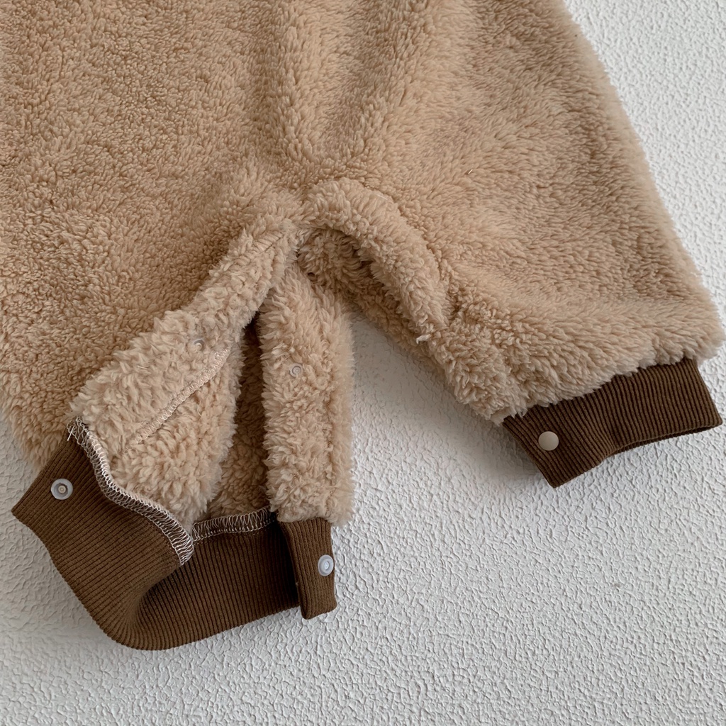 Bộ Áo Liền Quần Bằng Vải Bông Dày Dặn Dễ Thương Thời Trang Thu Đông Cho Bé