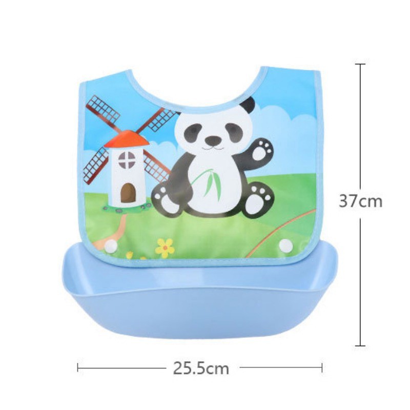 Yếm Ăn Silicon Chống Thấm Nước Hoạ Tiết Hoạt Hình Cho Bé