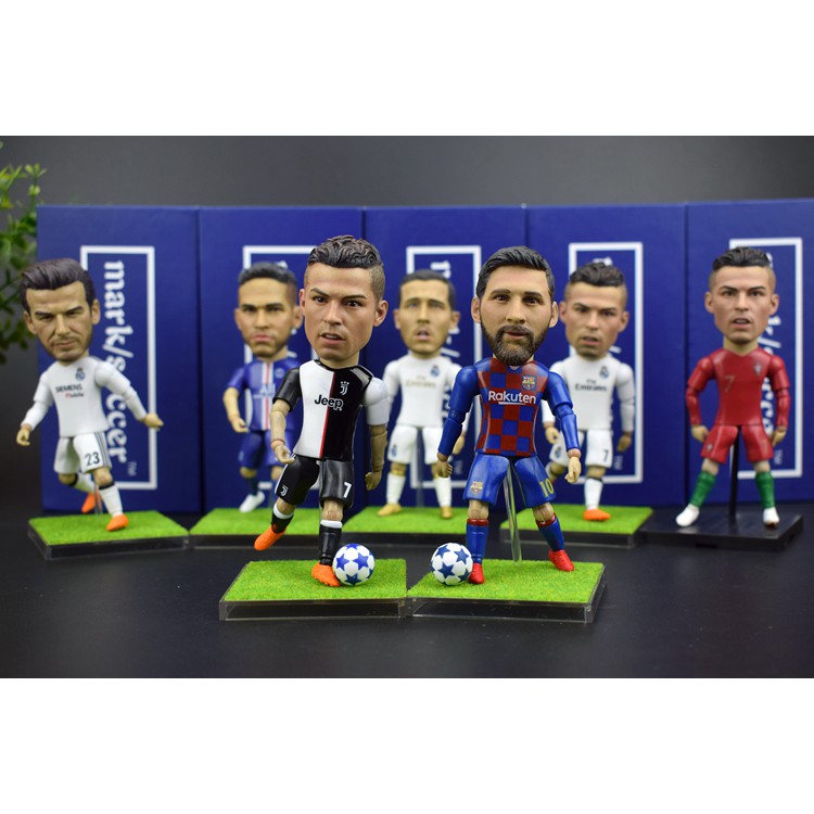 Mô hình cầu thủ bóng đá Ronaldo Messi Neymar Beckham cao 12cm cử động được các khớp, kèm phụ kiện áo khoác, banh
