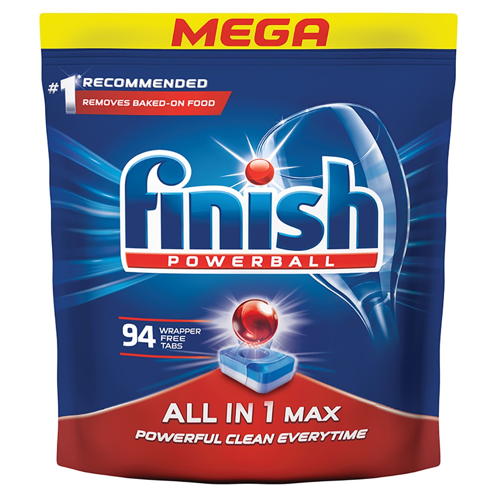 Túi 94 viên rửa chén Finish All In 1 Max Dishwasher Tablets QT09442, Viên nén rửa chén bát