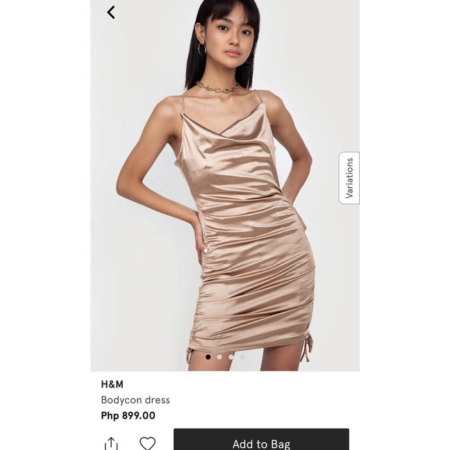 CÓ SẴN Váy body dây rút chất satin HM