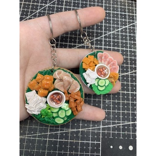 Móc khoá bún đậu mắm tôm minifood, đồ ăn tý hon