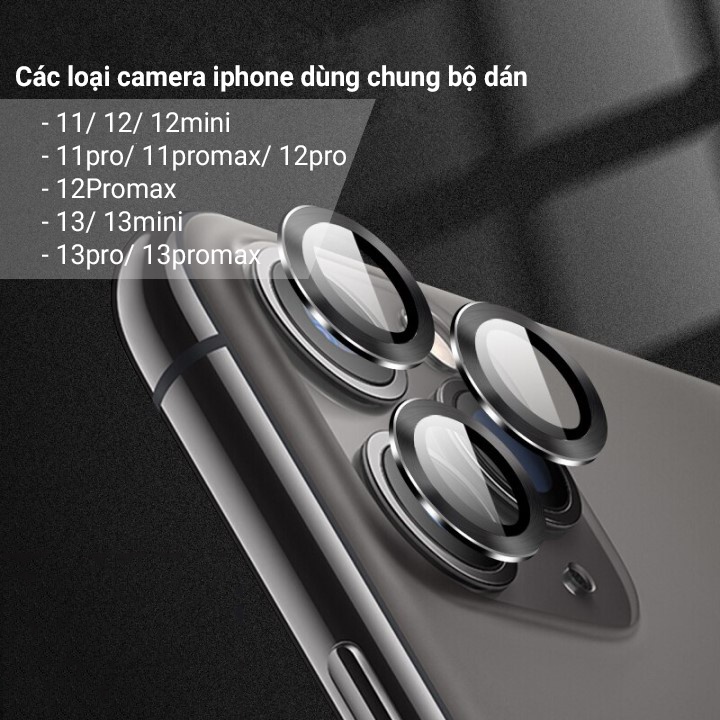 Bộ dán bảo vệ từng mắt camera iphone bằng kim loại chống xước, chống lóa cho ip 13promax/13pro/13...12/12promax/11/11pro