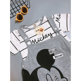 Set yếm mickey xám cho bé