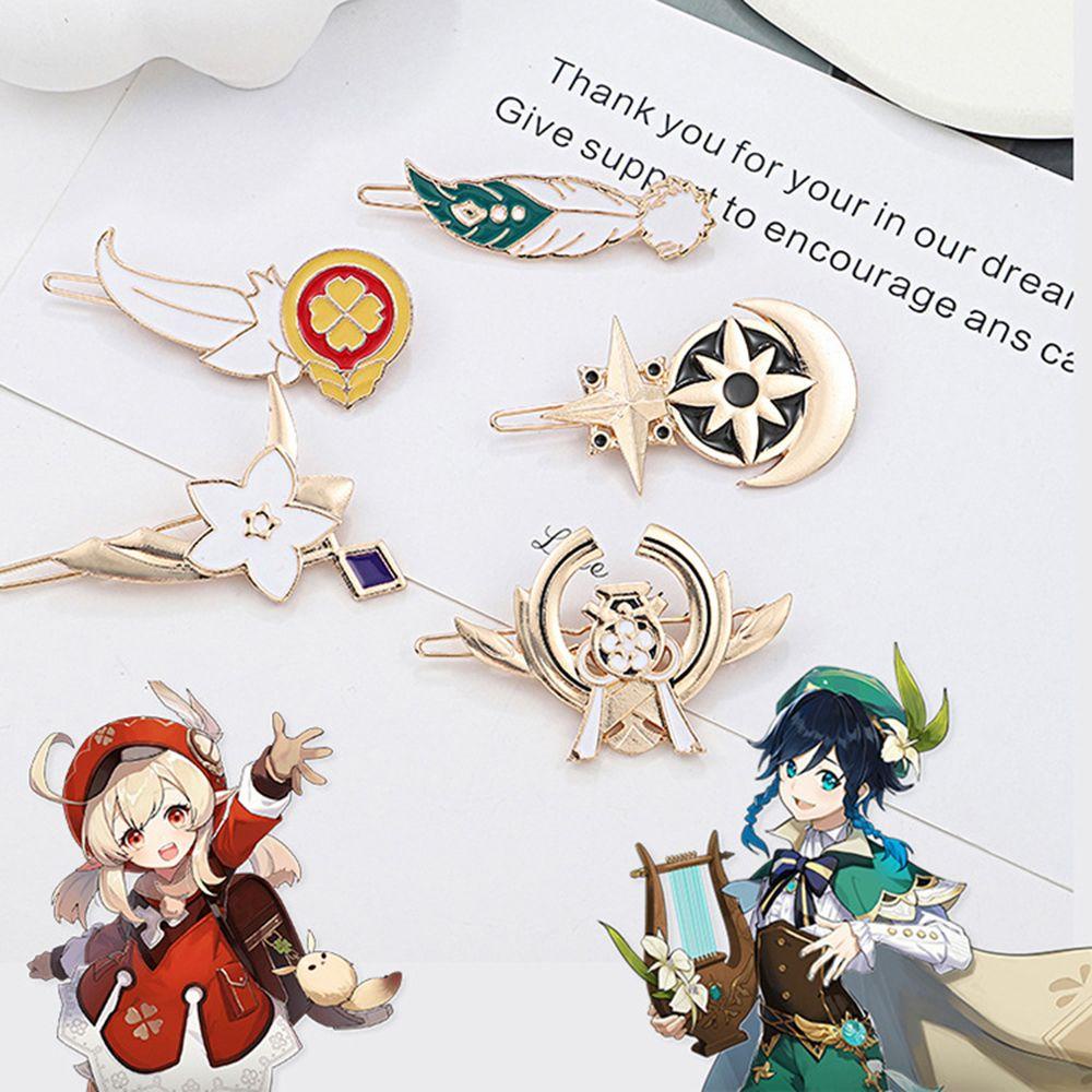 LEILY Kẹp Tóc Kim Loại Hình Mona Game Peripheral Venti