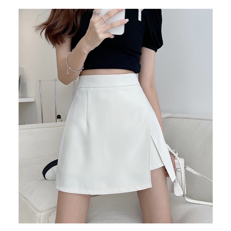 Quần giả váy nữ bigsize 2 lớp dáng A xẻ đùi chân váy bigsize nữ cạp cao tôn dáng ống rộng thoải mái che khuyết điểm