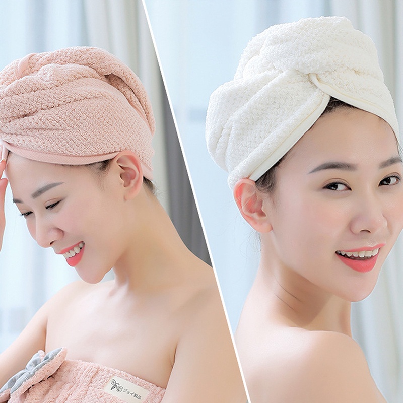 Khăn Quấn Khô Tóc Sợi Nhỏ Có Nút Cài