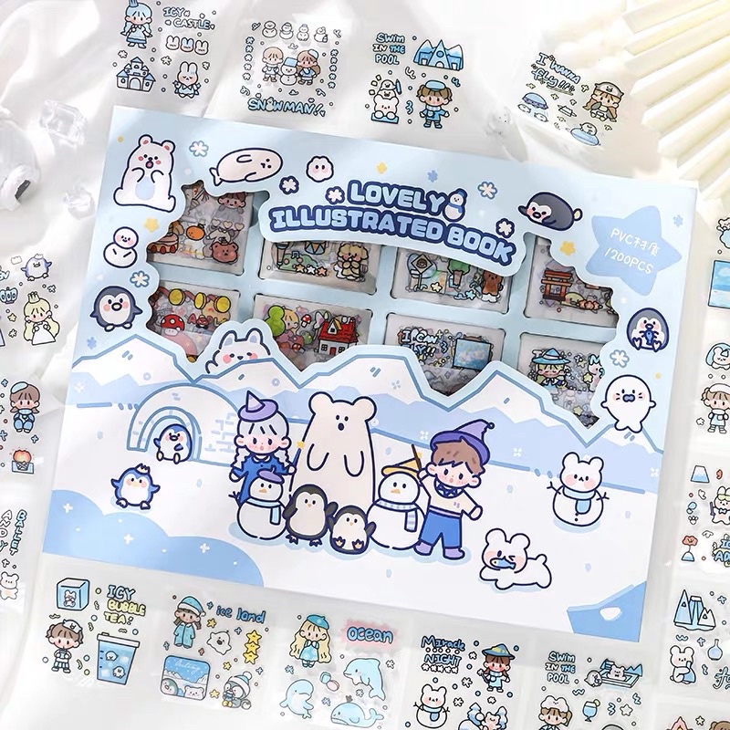Sticker cute 1200 tấm hình dán dễ thương Lovely Book