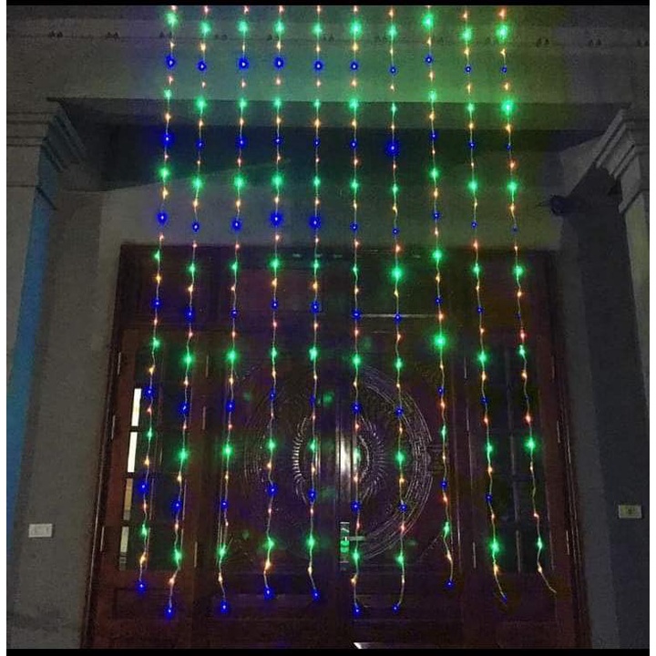 Đèn Led Trang Trí thả mành hiệu ứng mưa rơi,thác nước Rộng 3M X Dài2,5M- Đèn nháy mành rèm hiệu ứng thác nước đổ cực đẹp