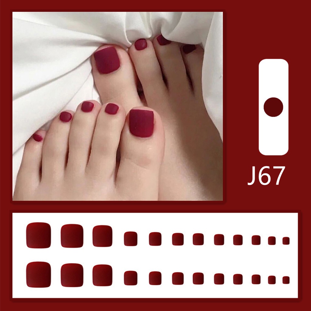 [Hàng mới về] Set 24 móng chân giả tự dính không cần dùng keo DIY