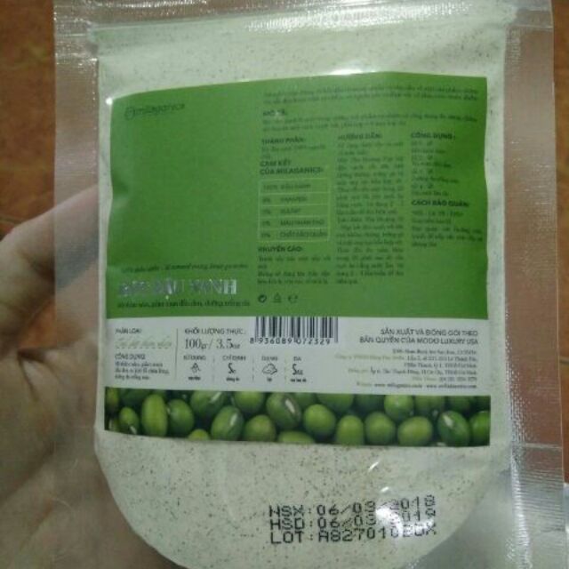 Bột đậu xanh Milaganics 100g