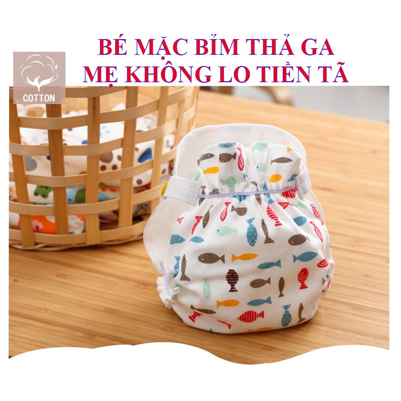 Combo mua 10 tặng 2 - Loại 4 lớp vải thấm - Bỉm Vải chống hăm Mommykids Ban ngày FreeSize dùng cho bé từ 1-24 tháng tuổi