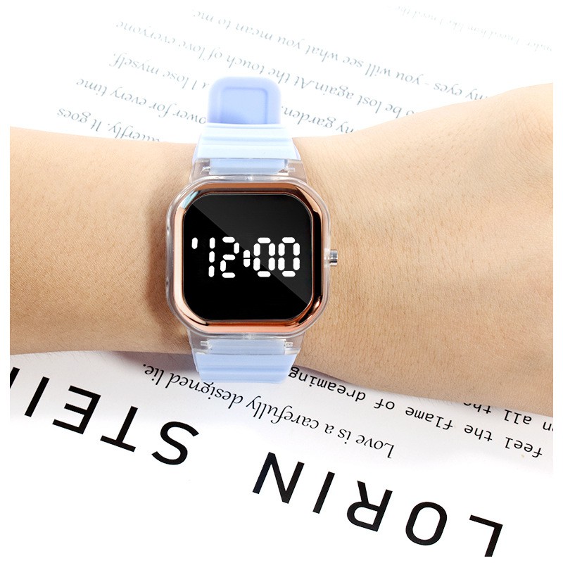 Đồng hồ điện tử LWCC H-17 mặt vuông có đèn led phong cách Hàn Quốc thời trang mới chất lượng cao