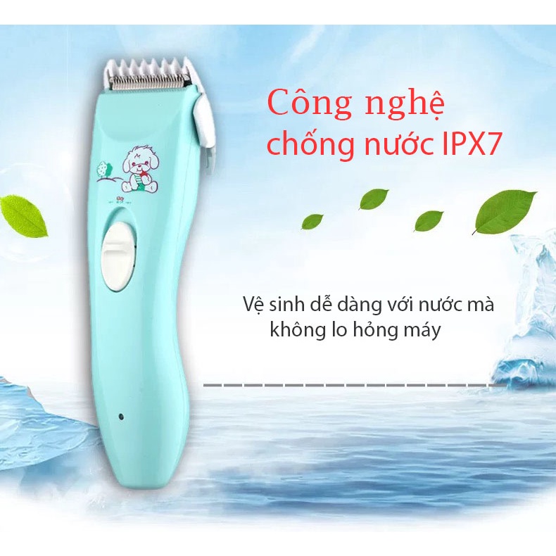 Tông đơ cắt tóc cho bé trẻ em cầm tay sạc điện TOIR 102 tiếng ồn thấp hình con cún đáng yêu