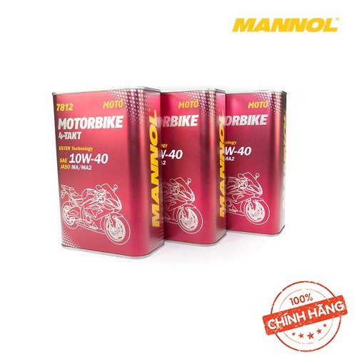 [Cao Cấp] Nhớt MANNOL 7812 4-Takt Motorbike ESTER 10W-40 SL 1 Lít Dành Cho Xe Côn Tay &amp; PKL-NHẬP KHẨU TỪ ĐỨC