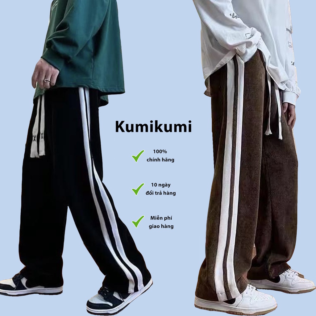 Quần Nhung tăm ống rộng Kumikumi , dáng suông - vải nhung tăm dày dặn- KM10- Hàng may kỹ , dây rút cotton - cap rong 6cm