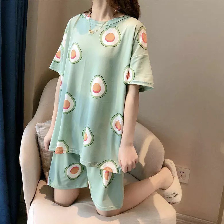 Đồ Ngủ Nữ  ❤️FREESHIP❤️ Đồ Bộ Ngủ Nữ pyjama mùa hè cộc tay - Quần Áo Ngủ Nữ phối họa tiết ngộ nghĩnh đáng yêu mã QA01