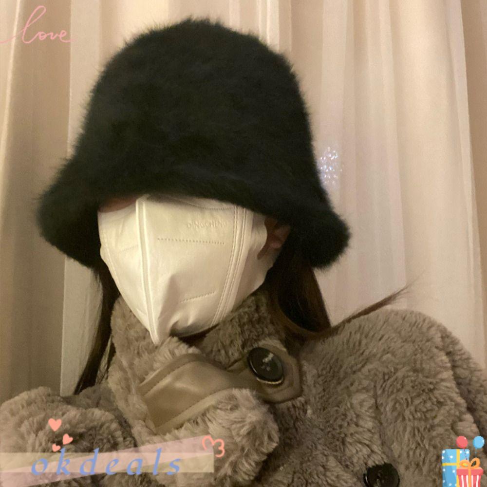 Nón Tai Bèo Phủ Lông Dày Mềm Mại Giữ Ấm Mùa Thu Đông