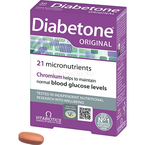 Viên uống Vitabiotics Diabetone Original hỗ trợ duy trì đường huyết