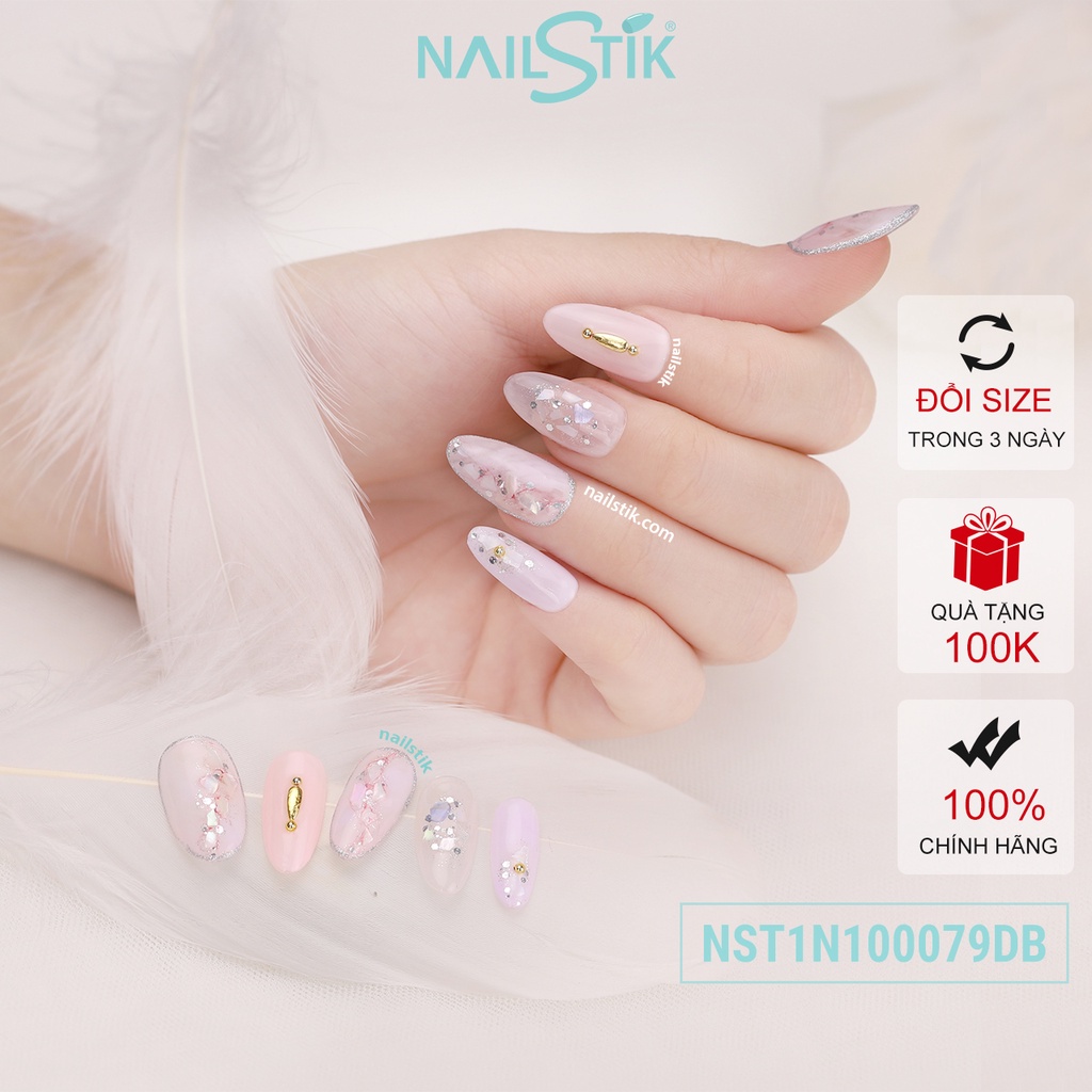 Móng úp thiết kế by NAILSTIK, màu tím môn, form móng bầu, ngắn/dài, 079