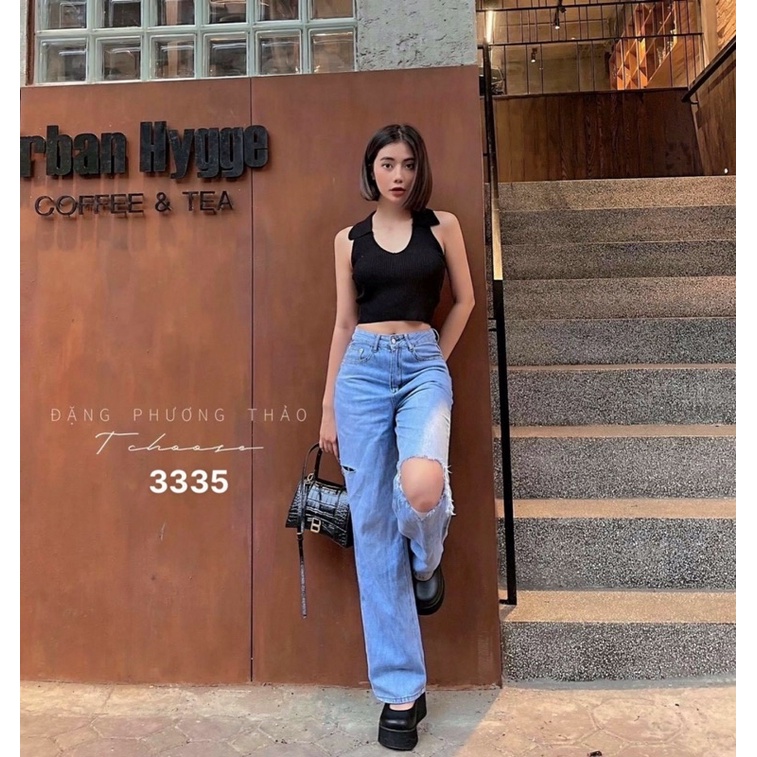 QUẦN JEANS ỐNG RỘNG RÁCH KIỂU NHIỀU MẪU- dáng dài