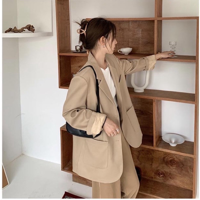 {Amanda}Áo blazer 2 lớp 4 cúc, túi nắp, hàng chuẩn form QC, áo khoác blazer ulzzang dễ phối đồ- Amanda Store