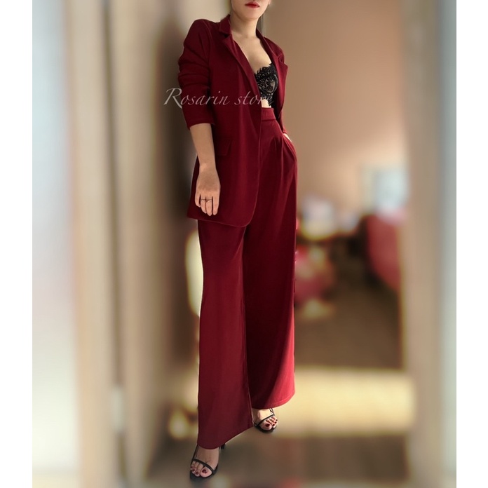 Áo Blazer Nữ 1 lớp dáng dài phong cách Hàn Quốc với 4 tone  màu đen, đỏ đô, be, nâu đậm.