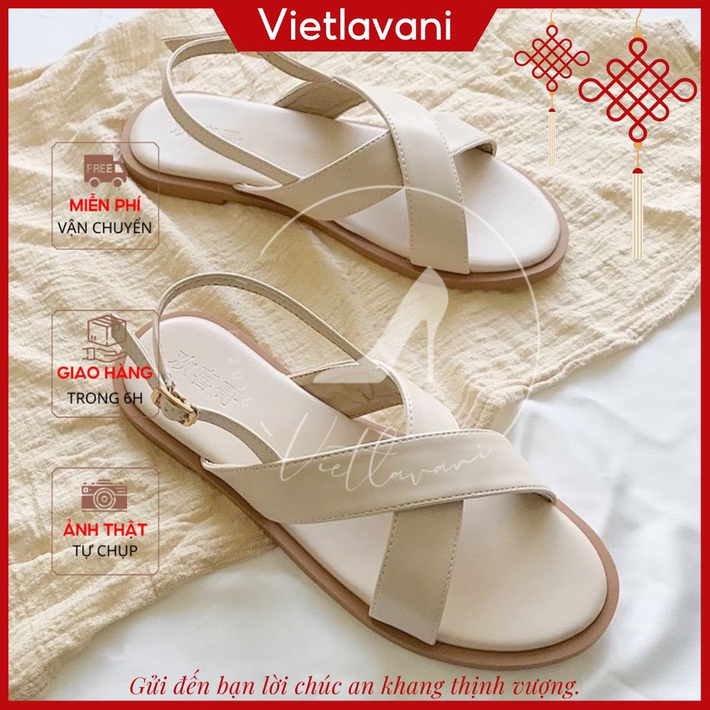 Giày sandal bảng to quai chéo dáng Hàn Quốc LNS15