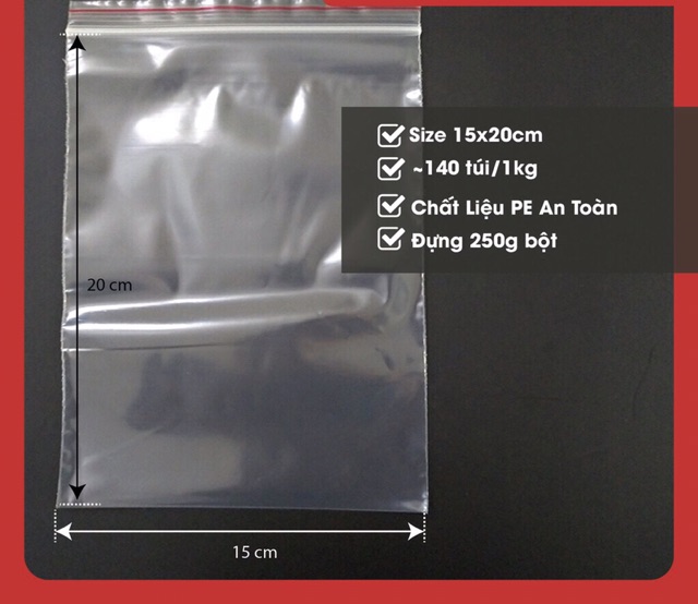 1kg túi zip chỉ đỏ