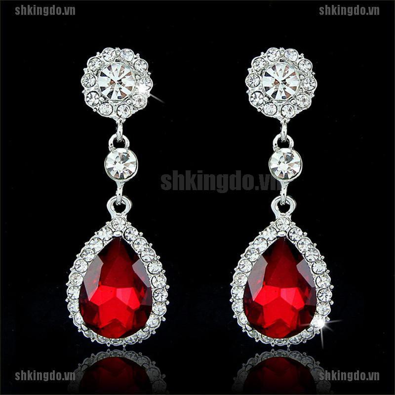 Bông Tai Hình Giọt Nước Đính Đá Cho Nữ