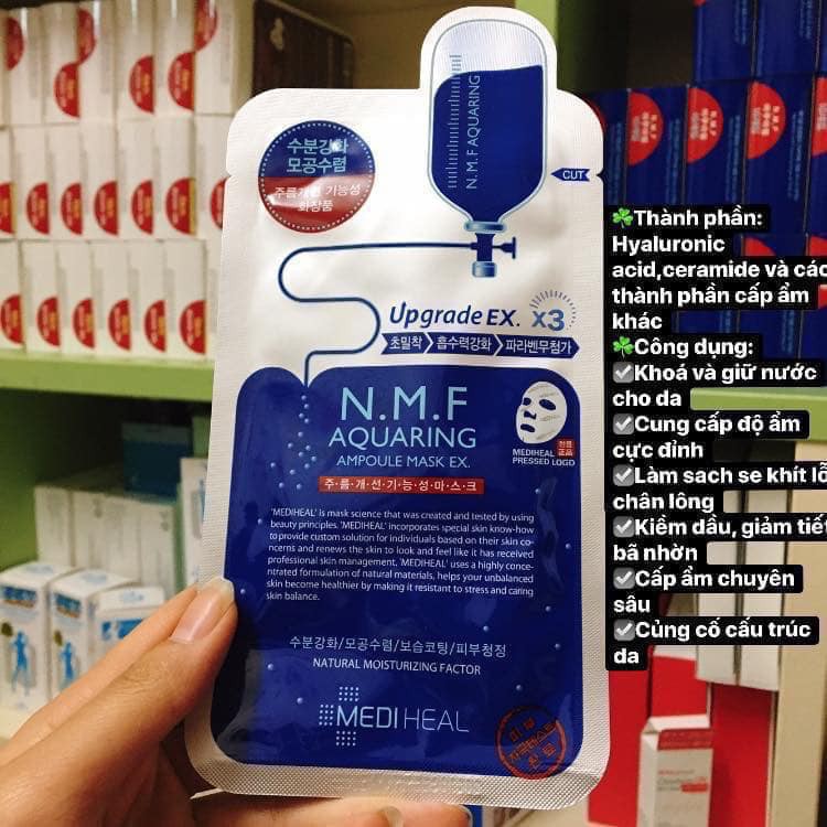 Mặt Nạ Mediheal NMF Aquaring Ampoule Mask Ex. Dưỡng Ẩm, Kiềm Dầu, Se Khít Lỗ Chân Lông, Kiểm Soát Bã Nhờn Chính Hãng