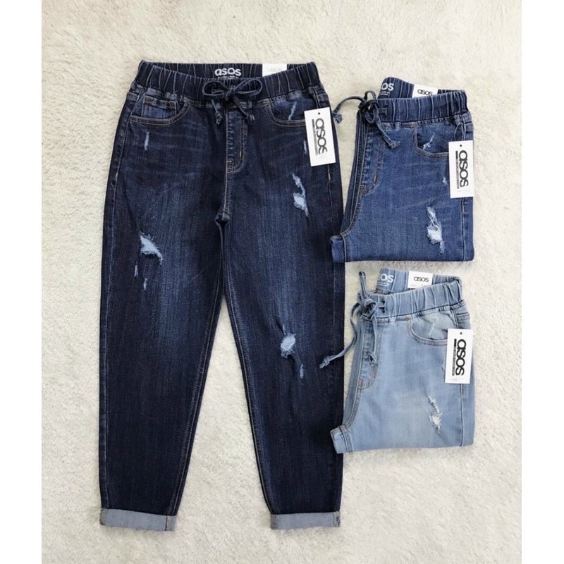 Quần lưng thun baggy rách nhẹ