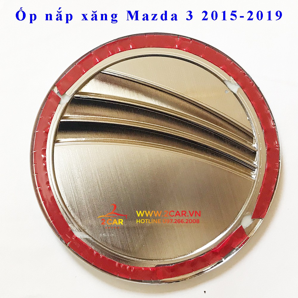 Ốp nắp bình xăng xe Mazda 3, Mazda3 đời 2016- 2017 2018 2019 mạ crom cao cấp