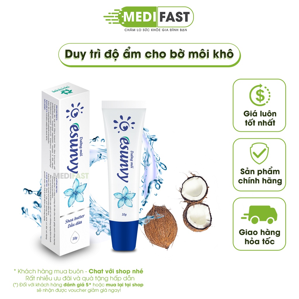 Kem dưỡng môi Esunvy Tuýp 10g - dưỡng ẩm, chống nẻ môi từ thảo dược
